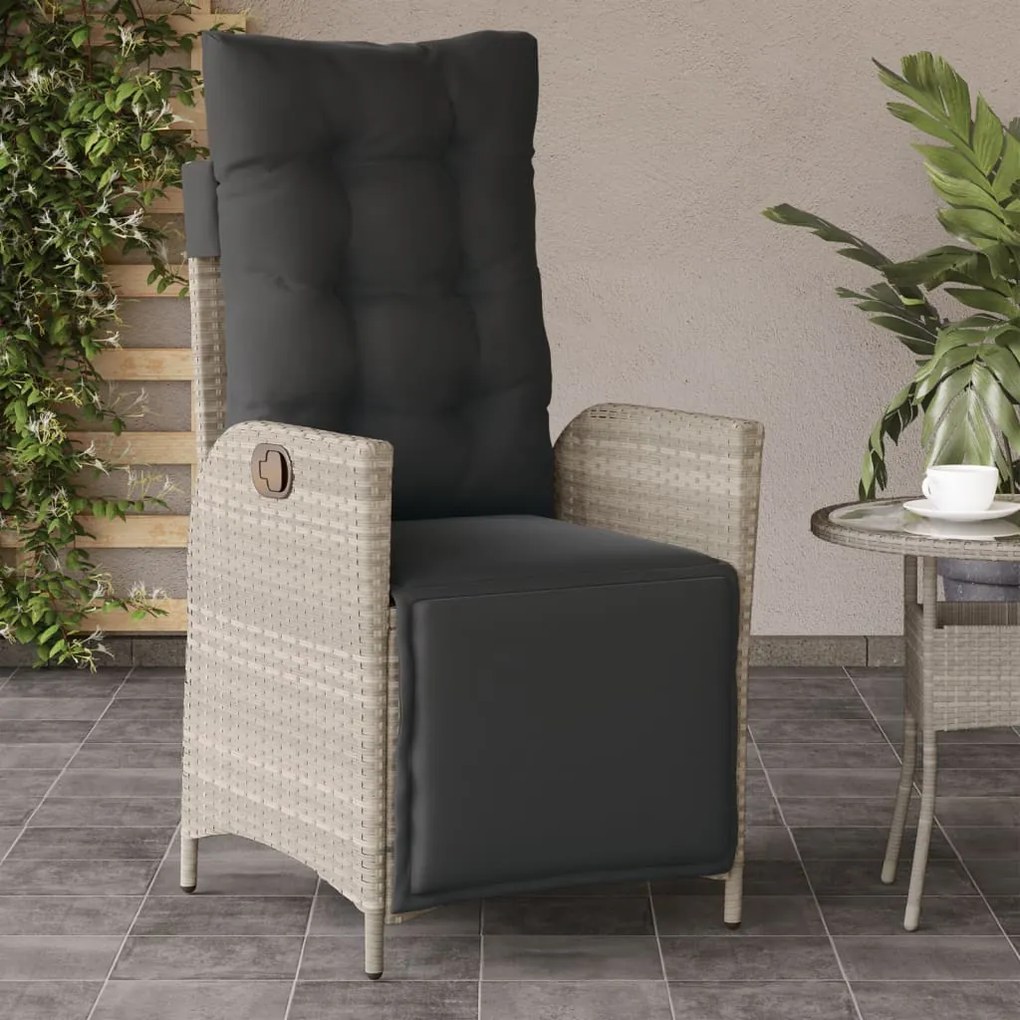 Cadeiras jardim reclináveis 2 pcs c/ apoio de pés cinza claro