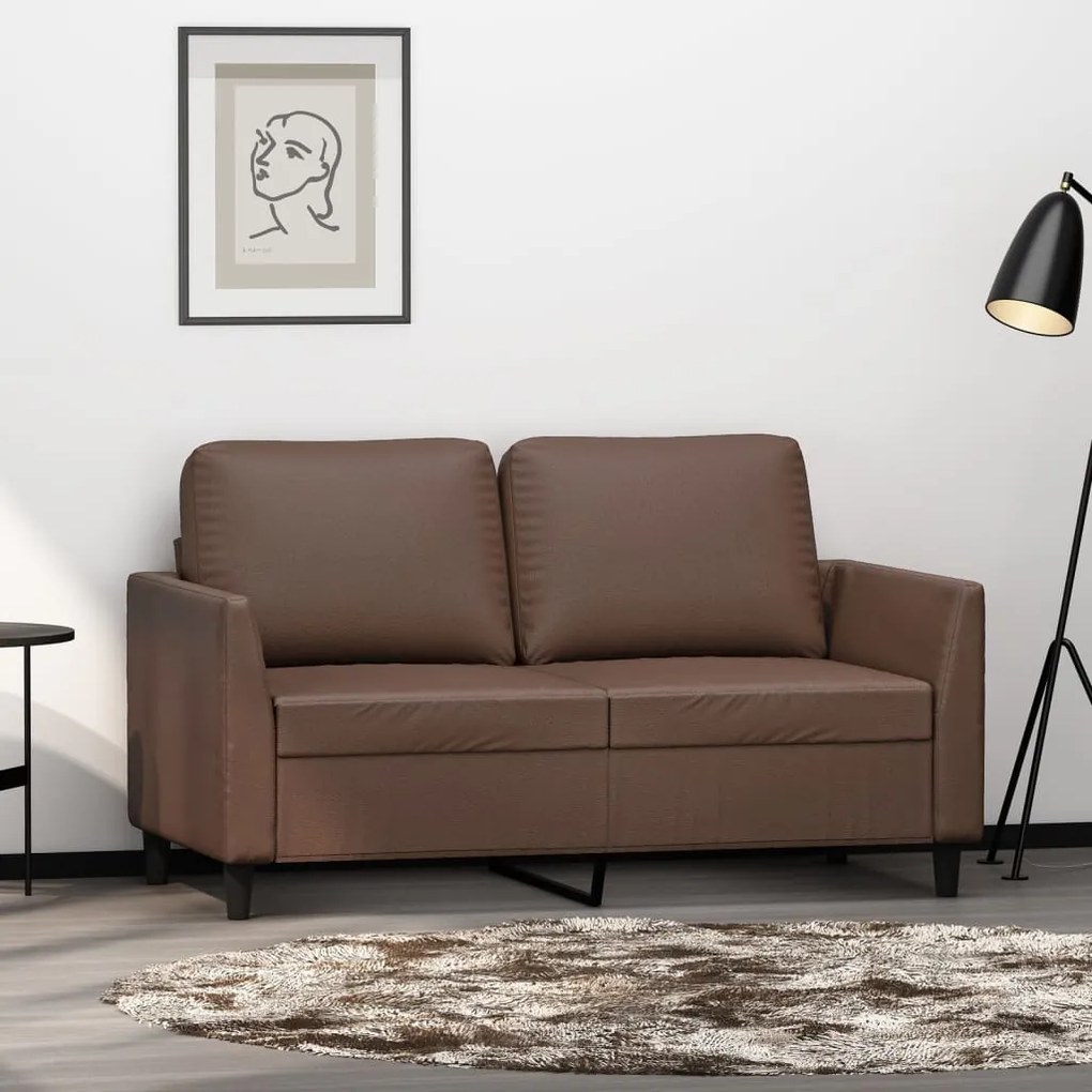 vidaXL Sofá de 2 lugares 120 cm couro artificial castanho