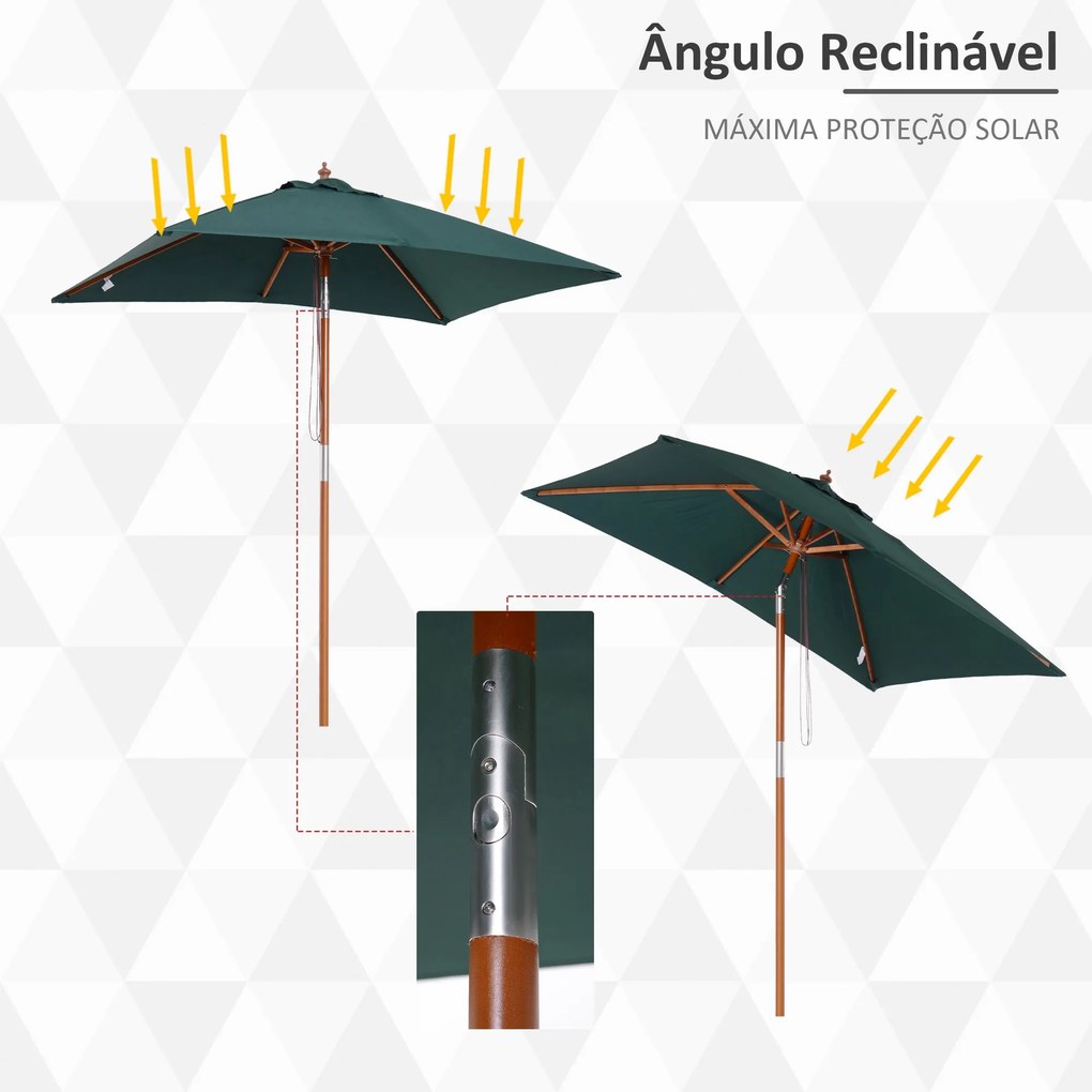 Chapéu de Sol de Jardim 200x150x230cm Chapéu de Sol Retangular Incliná