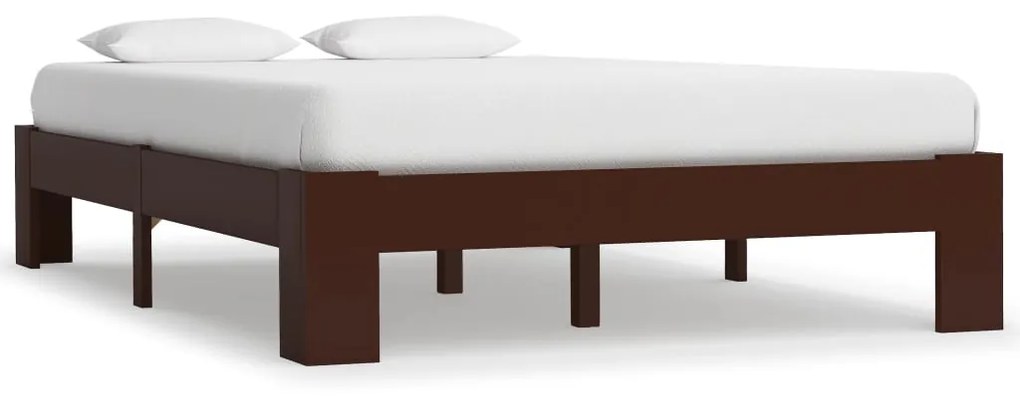 vidaXL Estrutura de cama 140x200 cm pinho maciço castanho-escuro