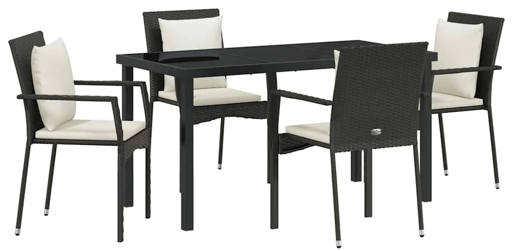 Conjunto de Jantar Jardim 5 pcs Preto 140 x 70 x 73 cm Ratan PE