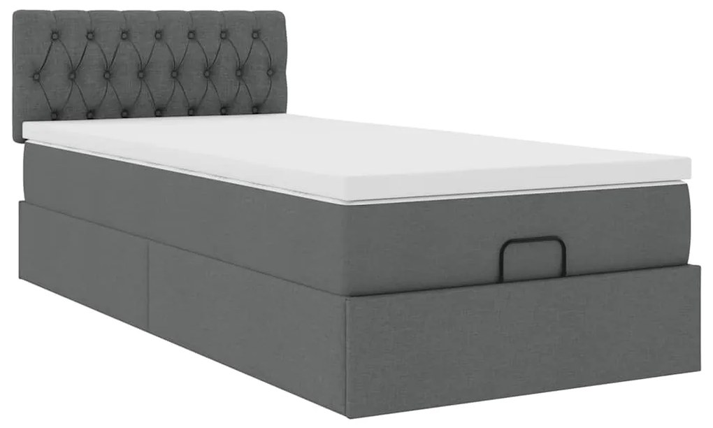Estrutura cama otomana colchão 90x190 cm tecido cinzento escuro