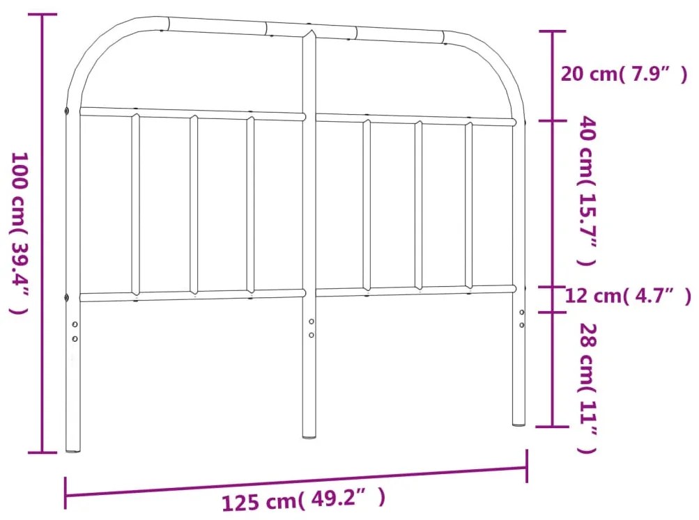 Cabeceira de cama 120 cm metal preto