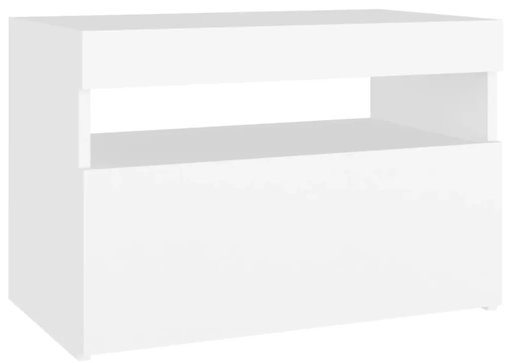 Móvel de TV com luzes LED 60x35x40 cm branco