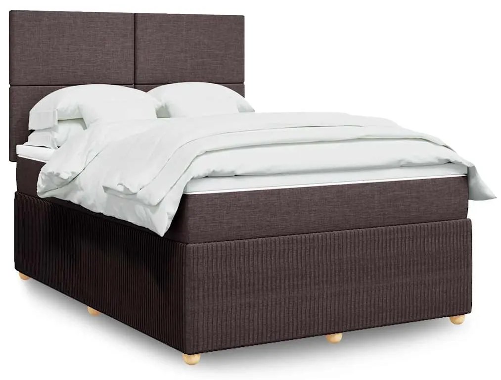 Cama com molas/colchão 140x200 cm tecido castanho-escuro