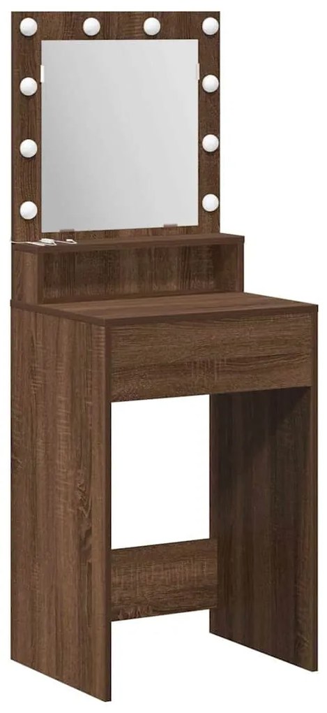 Mesa de Maquilhagem com Luzes LED - Carvalho Castanho - 50x41x135 cm