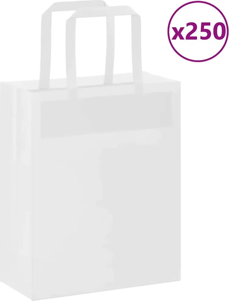 vidaXL Sacos de papel 250 unid com alças branco 18x8x22 cm