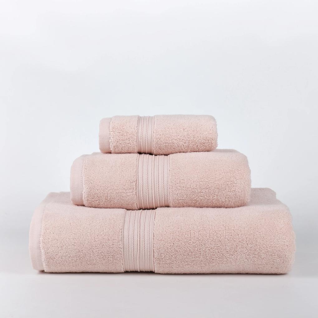 Jogo 3 toalhas de banho 100% micro algodão suave e absorvente: Rosa blush