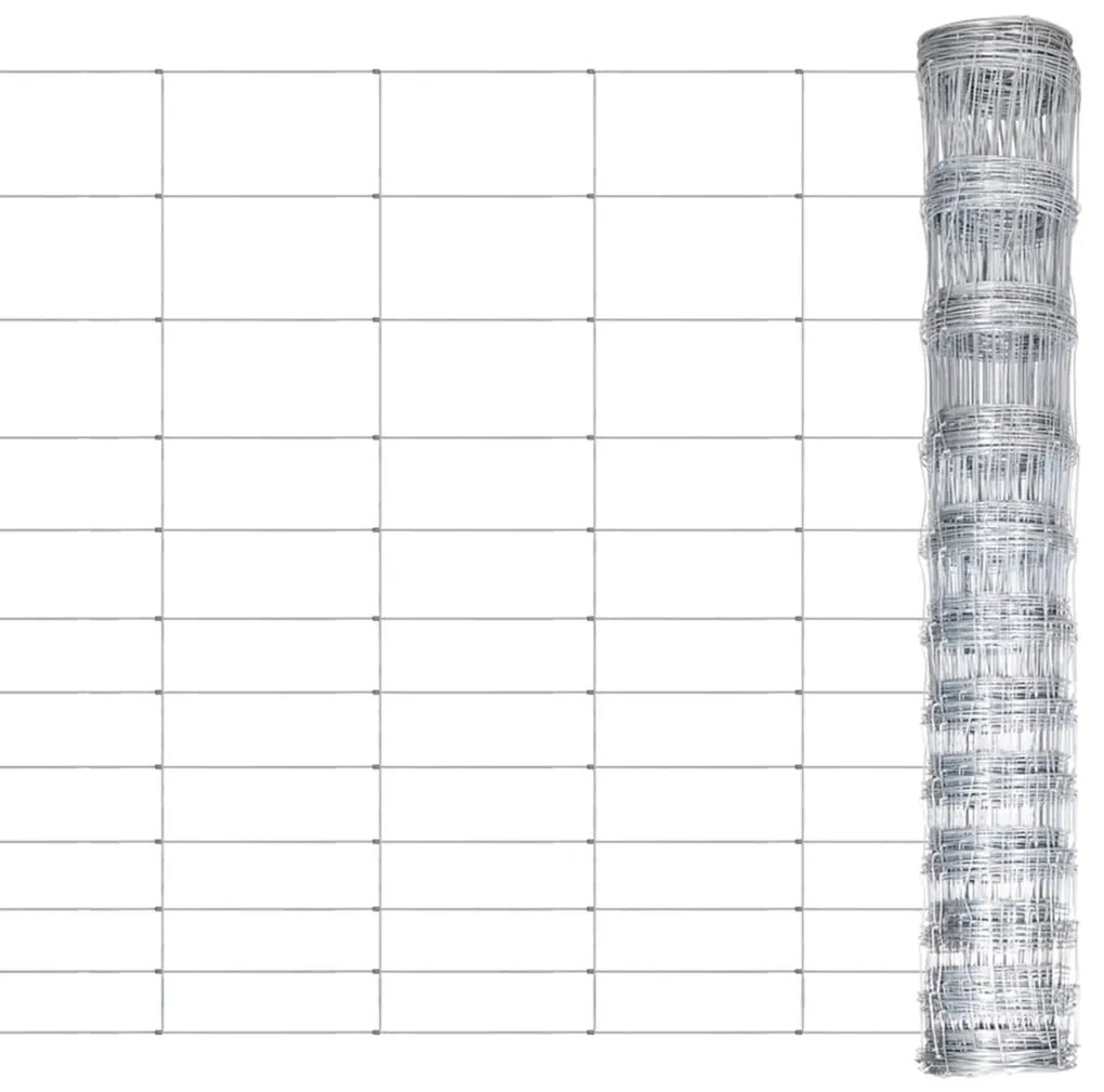 vidaXL Cerca de jardim 50 m 150 cm aço galvanizado prateado