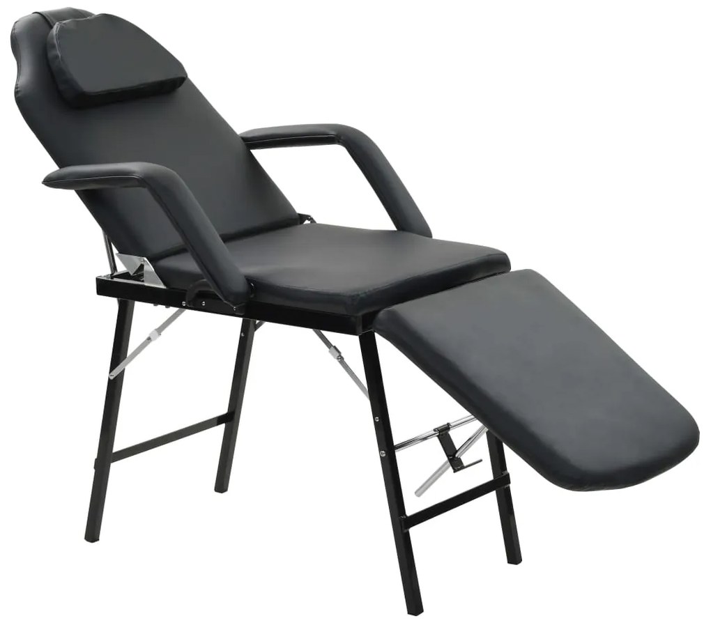 vidaXL Cadeira esteticista portátil couro artificial 185x78x76cm preto
