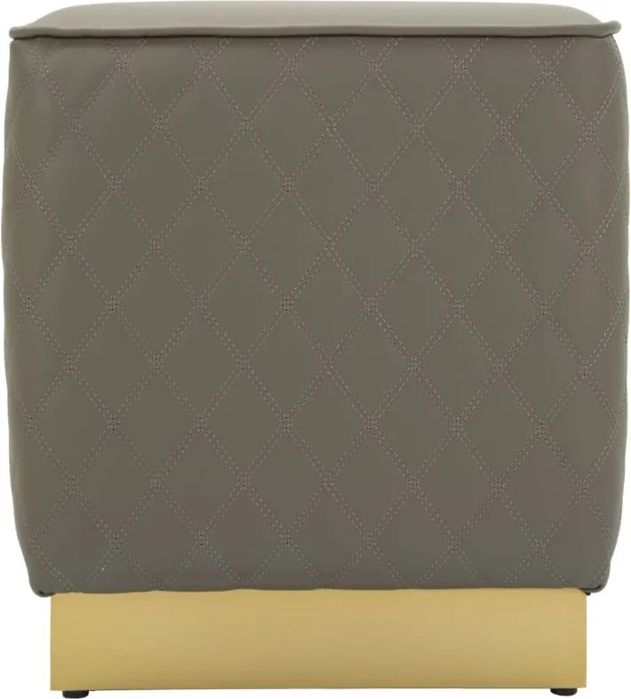 BANCO PUFE QUADRADO SHARON 35X35X38 CM CINZA E DOURADO