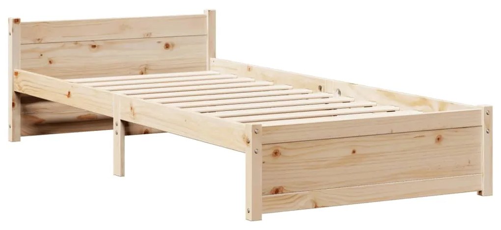 Estrutura de cama com cabeceira 75x190 cm pinho maciço