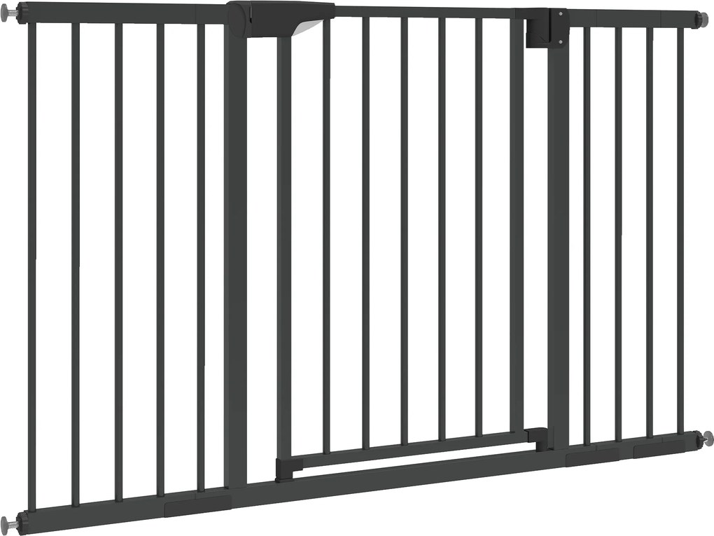 Barreira de Segurança para Bebés e Animais, 124 x 3 x 76 cm, Fixação por Pressão sem Perfuração, Preto