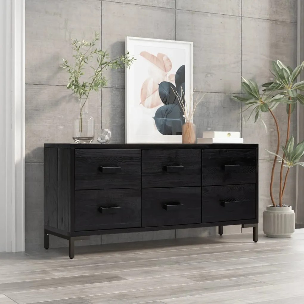 vidaXL Armário de arrumação 110x30x45 cm pinho maciço preto