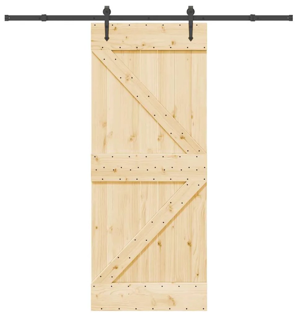 vidaXL Porta de correr com ferragens 85x210 cm madeira de pinho maciça