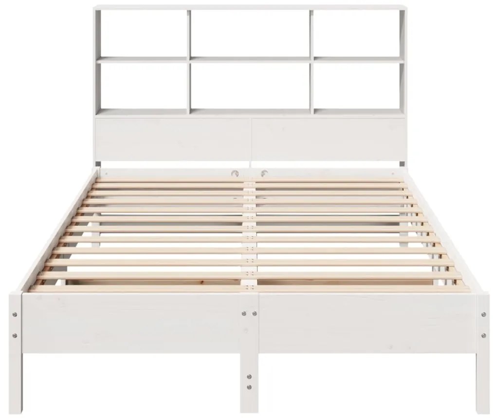 Cama com estante sem colchão 120x200 cm pinho maciço branco