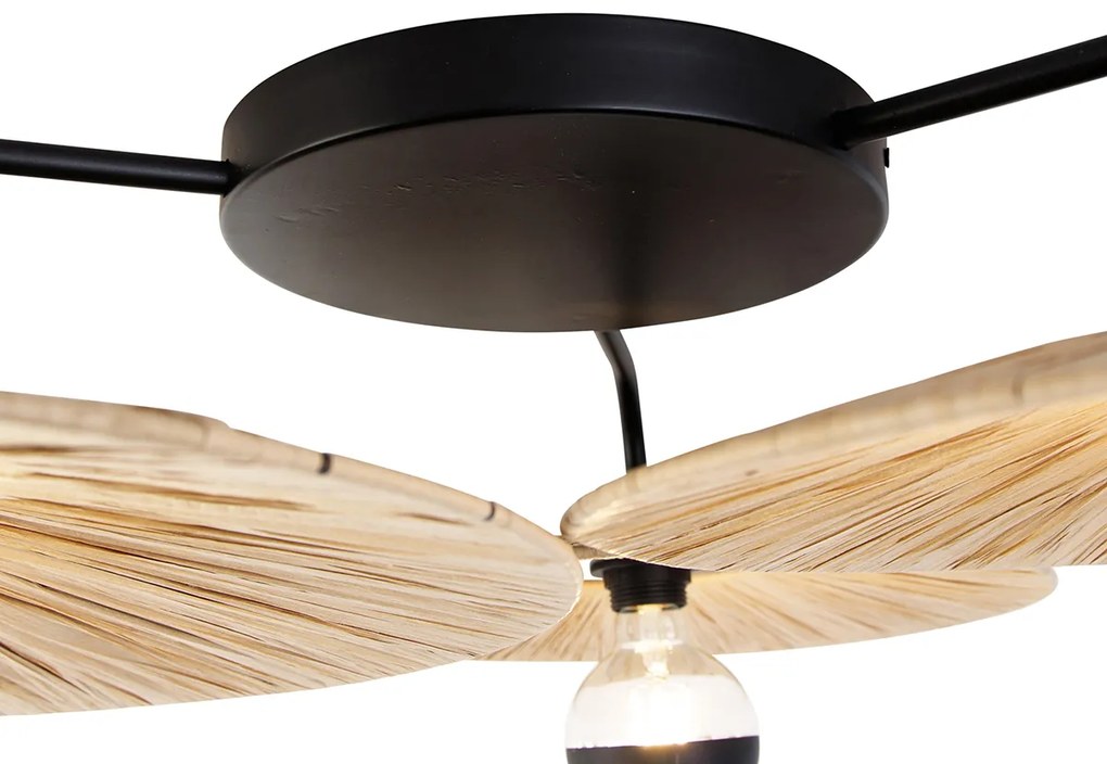 Candeeiro de teto rústico preto com corda 3 luzes - Leia