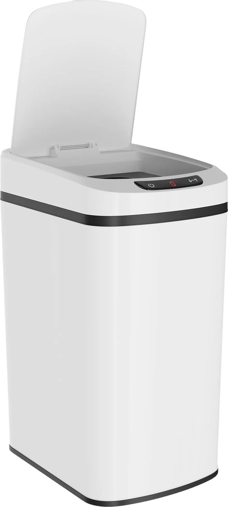 HOMCOM Lixeira de 12L com Sensor Infravermelho e Balde Removível, em Aço Inox, ABS e PP, 28x22x41 cm, Branco | Aosom Portugal