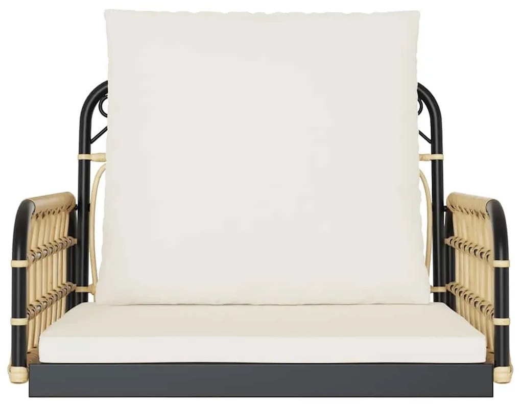 Cadeira de baloiço com almofadões 63x58x39 cm vime PE e aço
