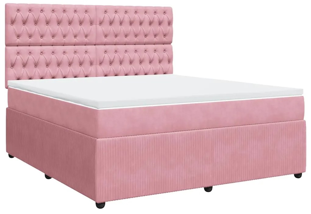 Cama com molas/colchão 180x200 cm veludo rosa