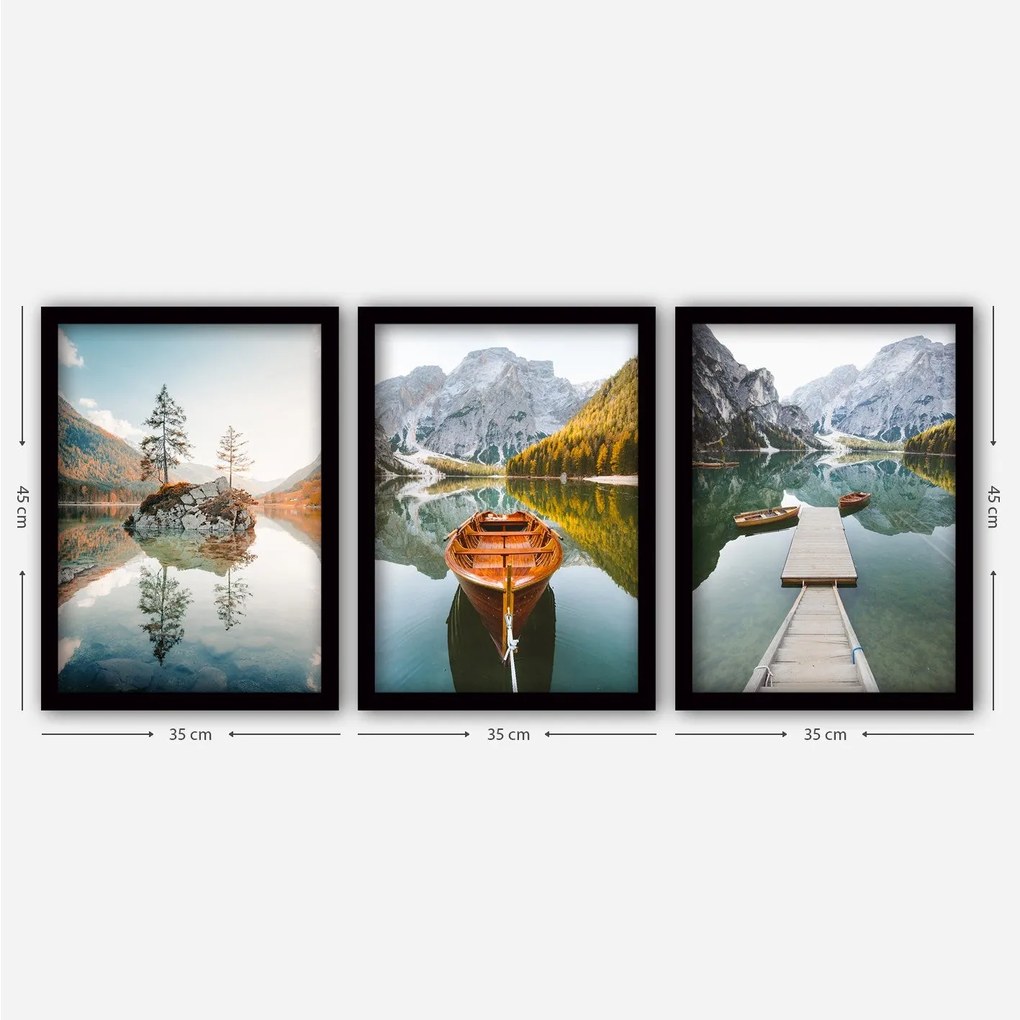 Pintura Decorativa em Moldura 3SC18 – Multicolor – 35 x 45 cm (3 Peças