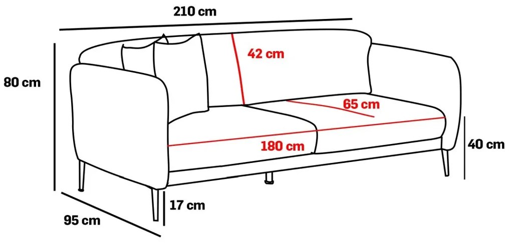 ****
Sofá-Cama de 3 Lugares Simena – Cinzento Dourado – 210 x 80 x 9