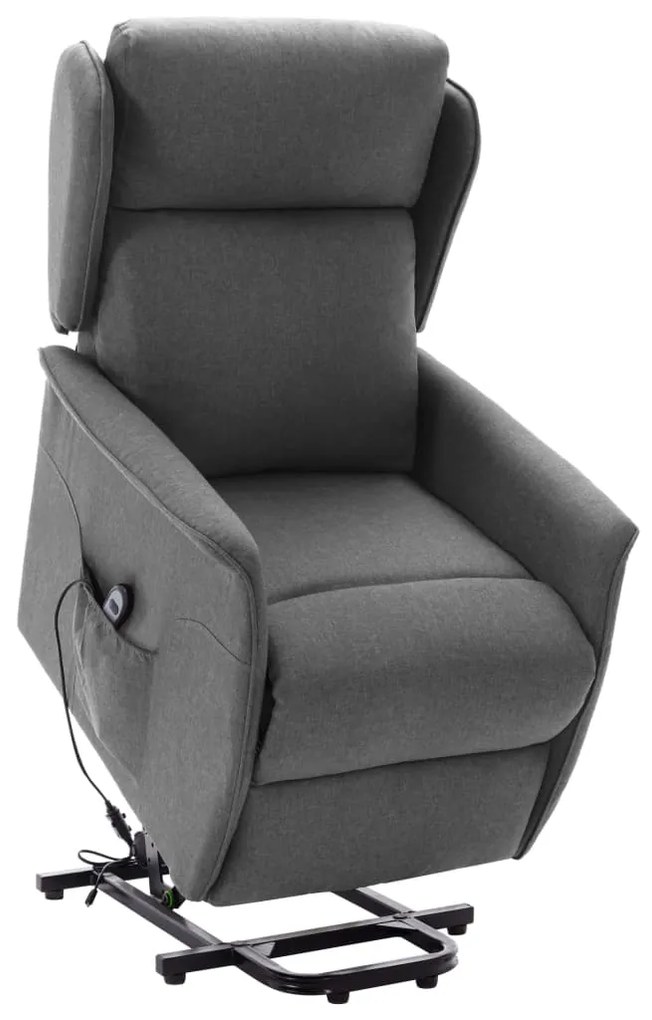 vidaXL Poltrona elevatória tecido cinzento-claro