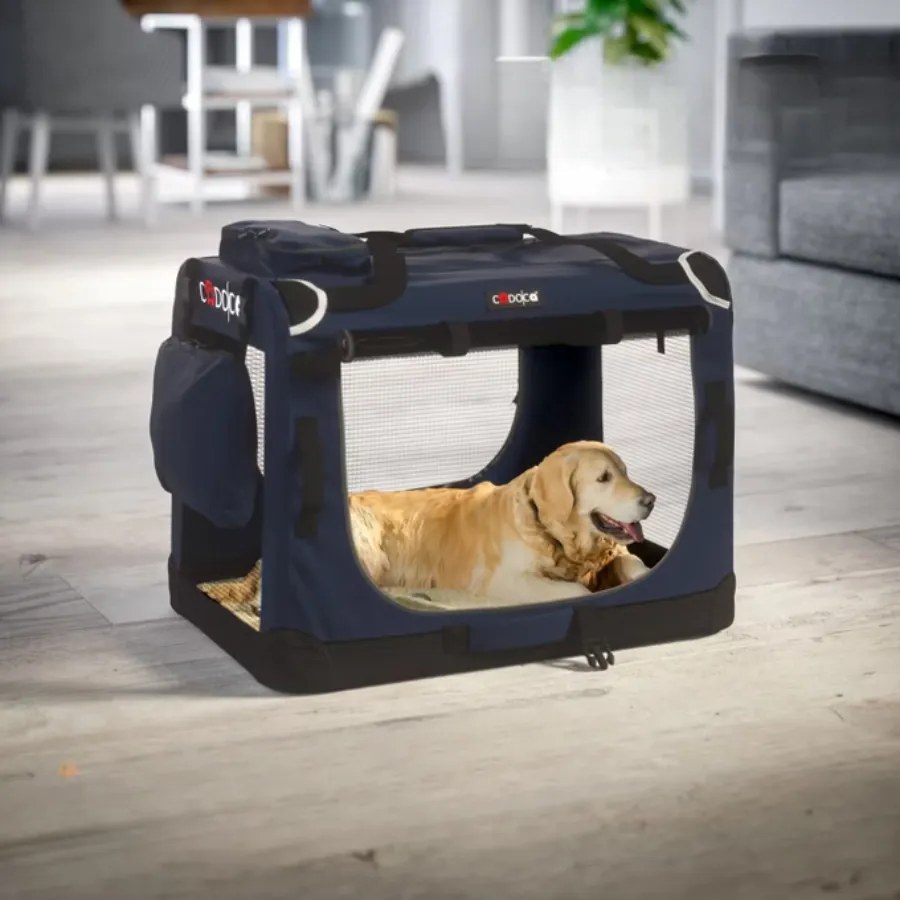 Transportadora para cães dobrável L 70x52x50cm azul