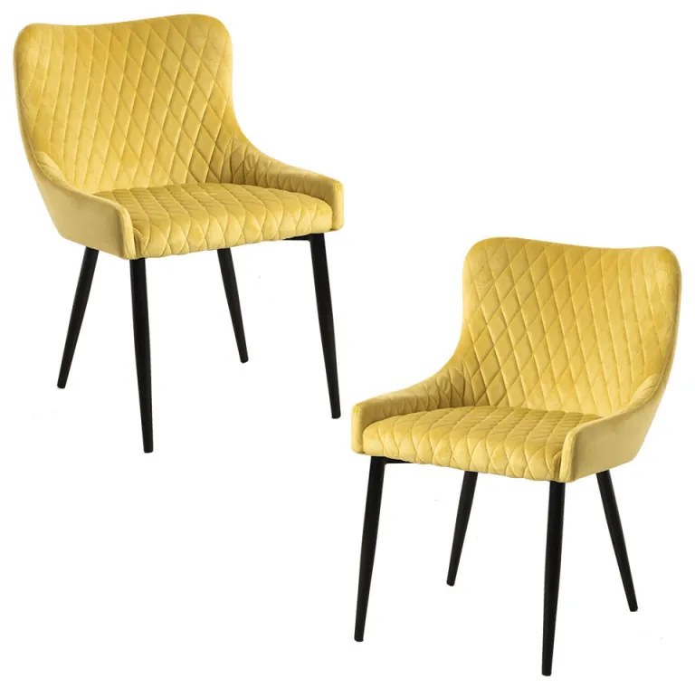 Pack 2 Cadeiras Sanda Veludo - Amarelo