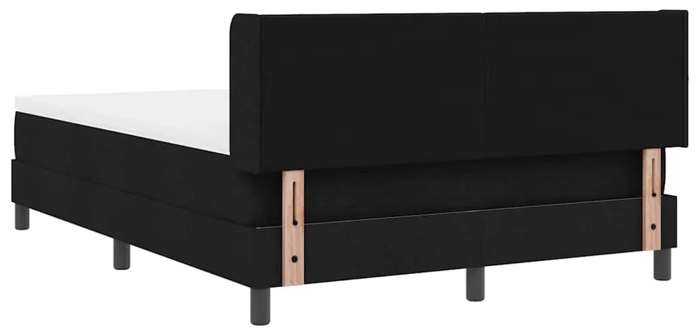 Cama Box com cabeceira Preto 140 x 190 cm Tecido e Espuma