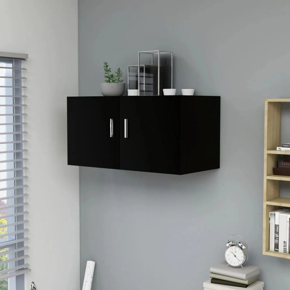 vidaXL Armário de parede 80x39x40 cm derivados de madeira preto