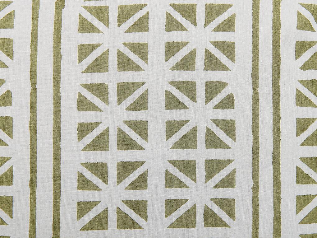 Almofada decorativa com padrão geométrico em algodão verde e branco 45 x 45 cm SYRINGA Beliani