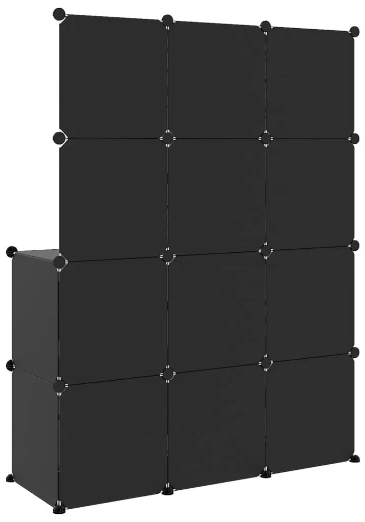 Armário de arrumação infantil com 10 cubos PP preto