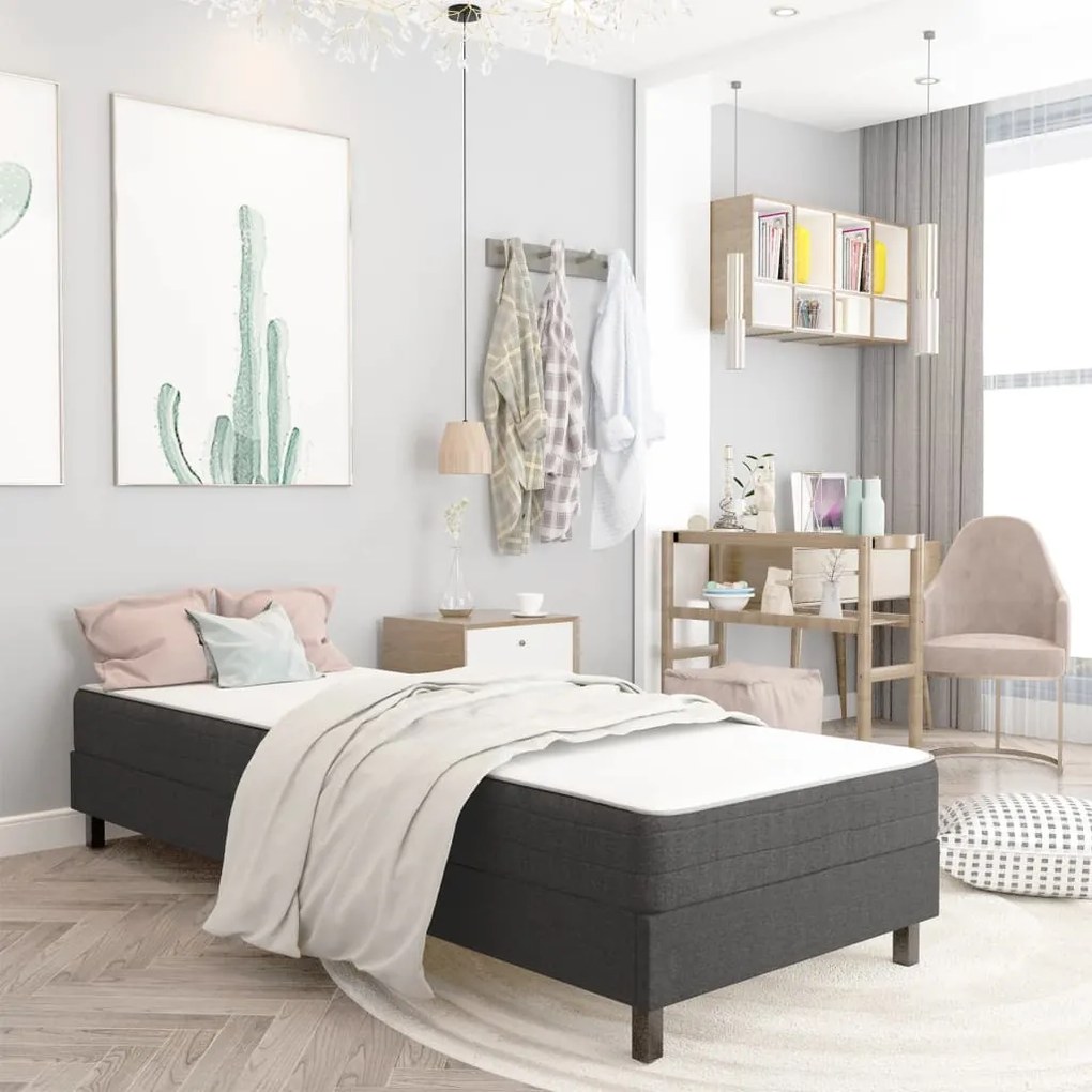 vidaXL Cama boxspring 100x200 cm tecido cinzento