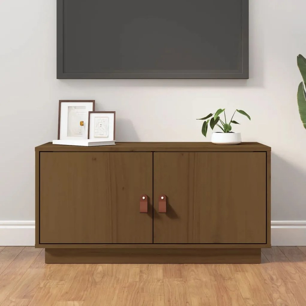 vidaXL Móvel de TV 80x34x40 cm madeira de pinho maciça castanho mel