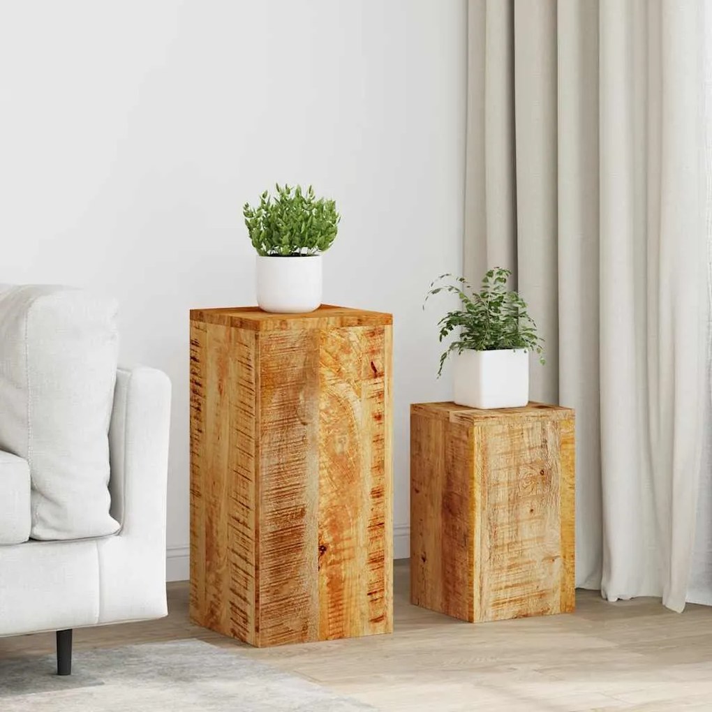 Suportes para plantas 2 pcs madeira de mangueira maciça