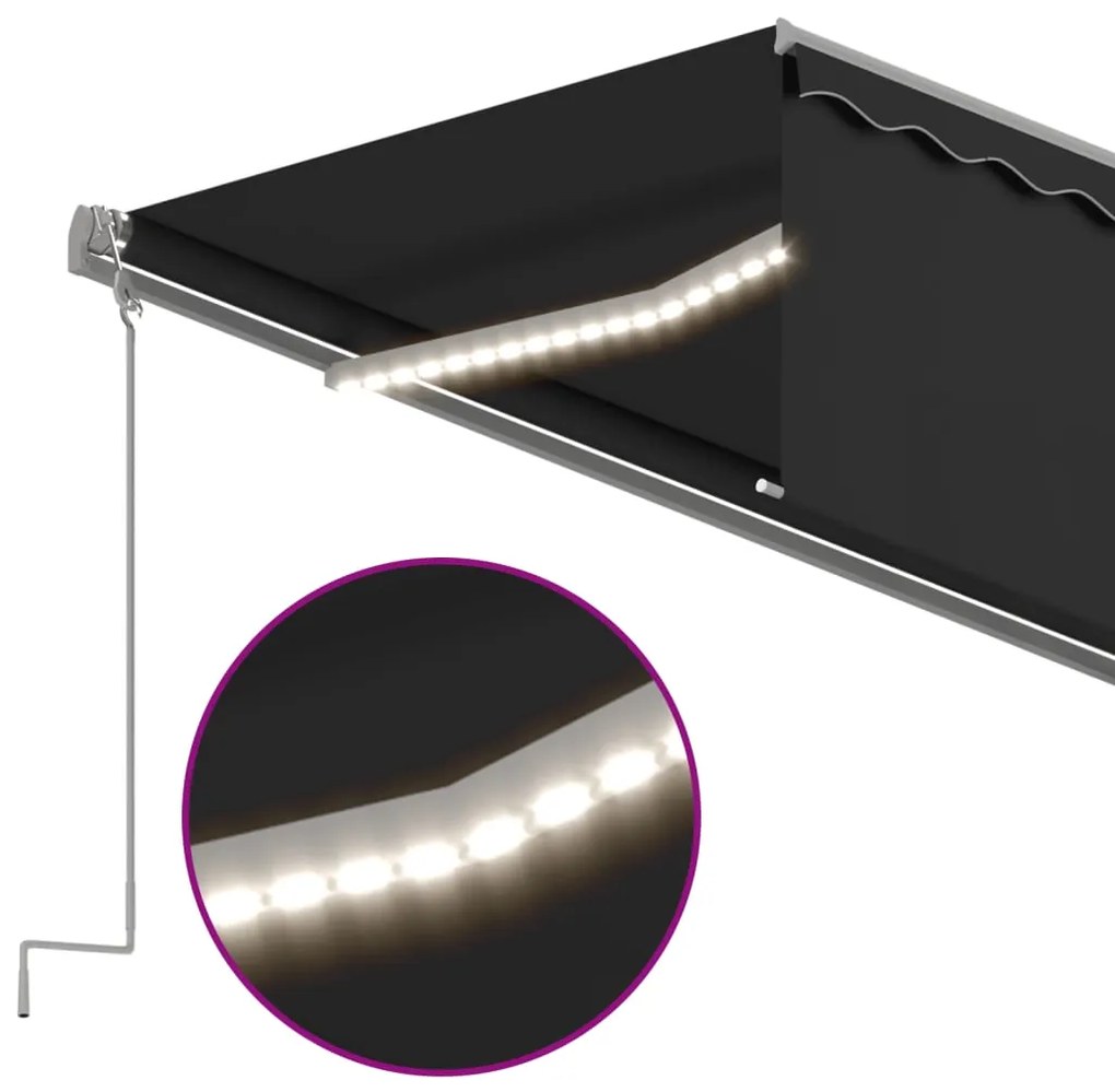 Toldo automático c/ estore/LED/sensor de vento 6x3 m antracite