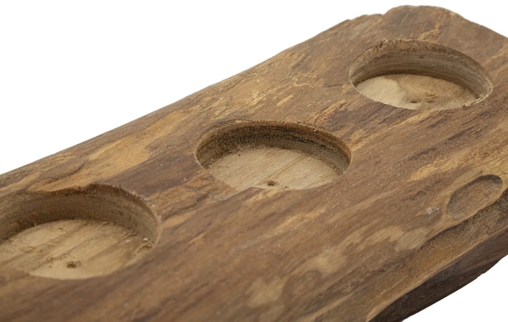 Castiçal em Madeira Teca Reciclada – 51x14x6 cm