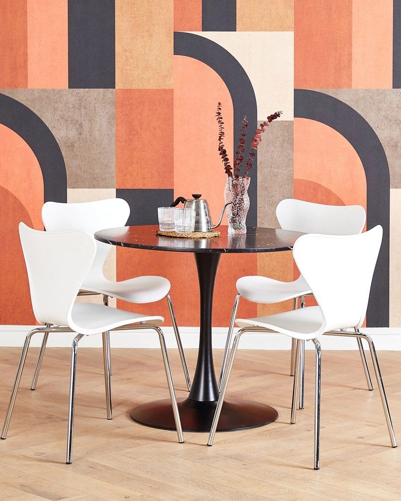 Mesa de jantar redonda efeito mámore preto ⌀ 90 cm BOCA Beliani
