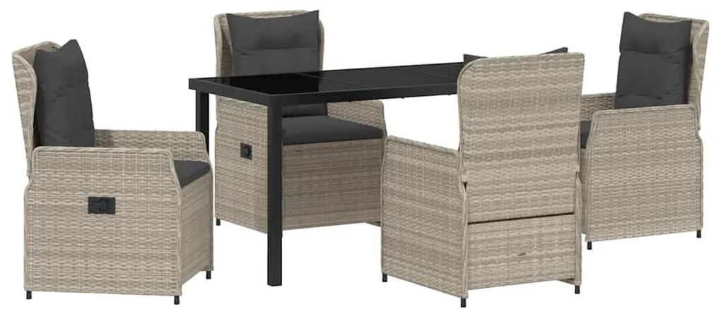Conjunto de Jantar para o Jardim com 5 Peças Cinza Claro em Rattan Sin