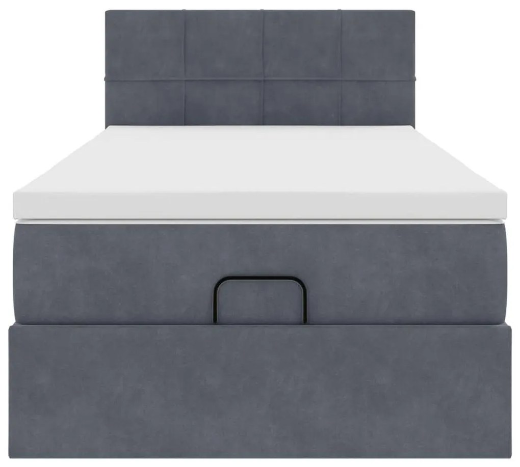 moldura de cama otomana vidaXL com colchão cinza escuro veludo