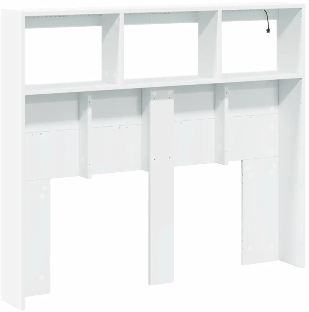 Armário de cabeceira com luzes LED 120x17x102 cm branco