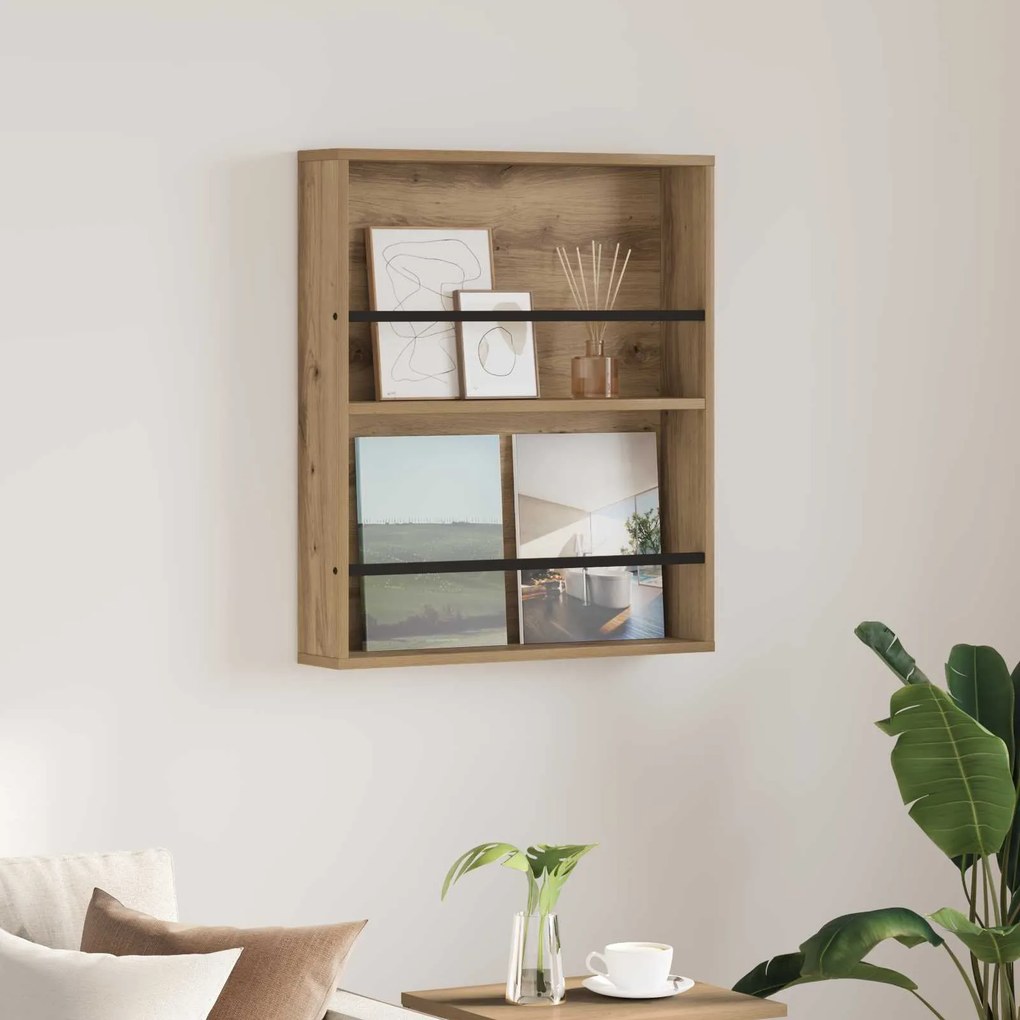 vidaXL Estante de Revistas Carvalho Artesanal 60 x 12 x 70 cm