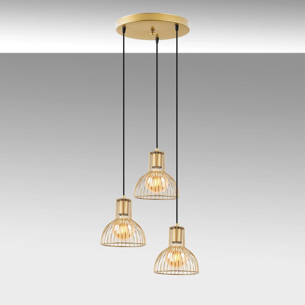Candeeiro de Teto Vazo – Dourado Brilhante – 42 x 42 x 117 cm