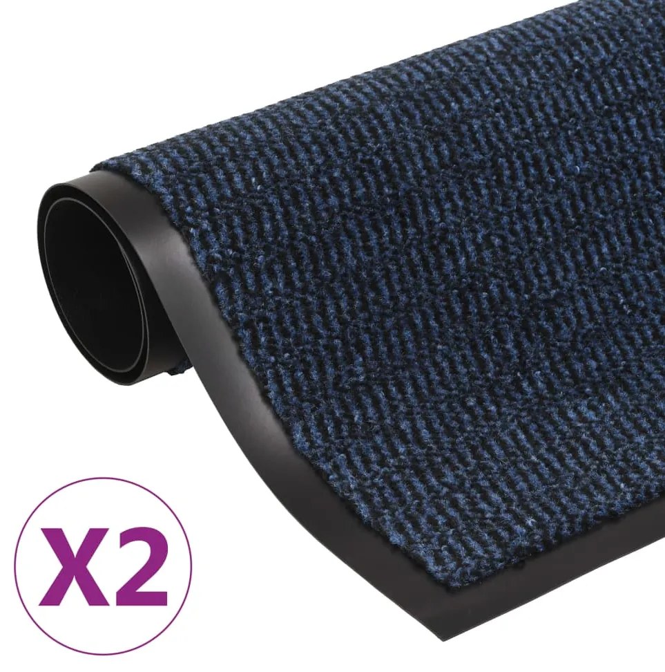 3051612 vidaXL Tapete controlo pó retangular tufado 2 pcs 80x120cm azul