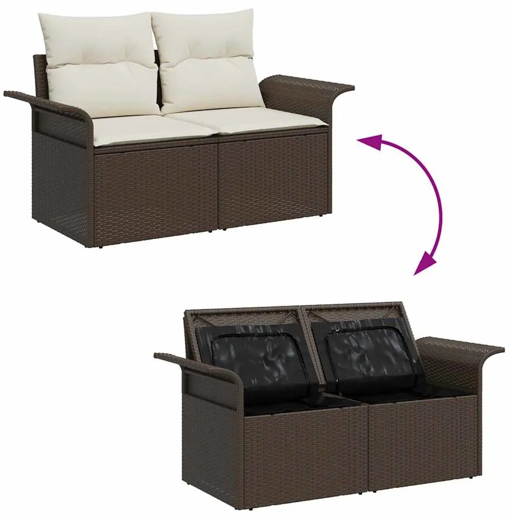 Conjunto de Sofá para Jardim vidaXL de 6 peças com Almofadas Castanho
