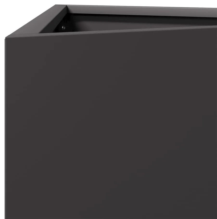 Vaso/floreira de jardim triangular 2 pcs 40x34,5x70cm aço preto
