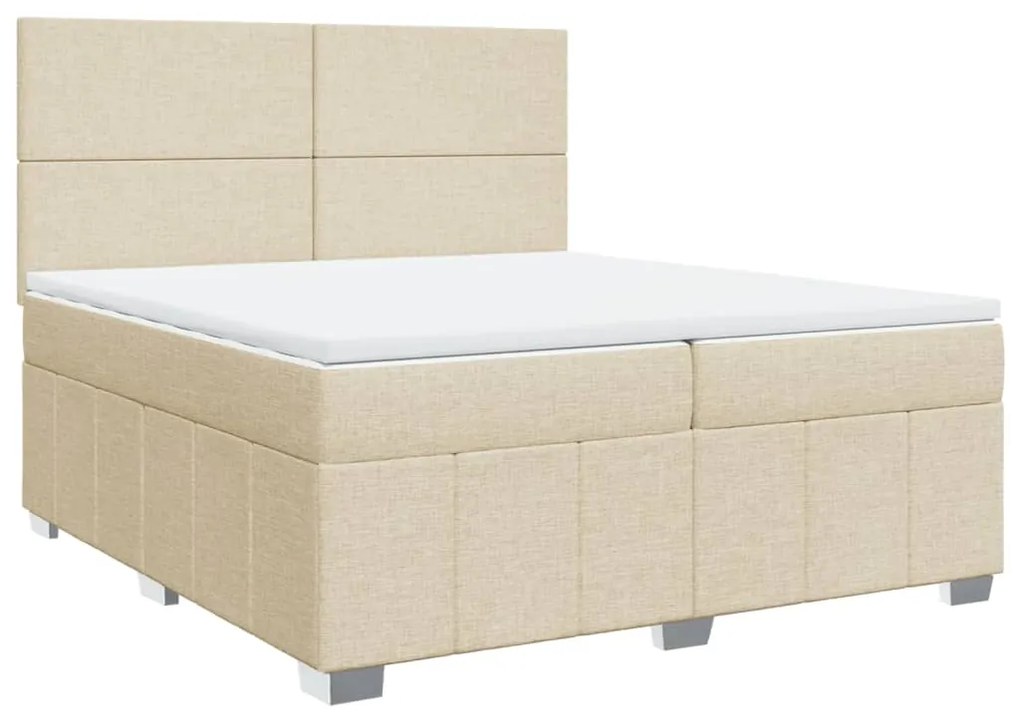 Cama com molas/colchão 200x200 cm tecido cor creme