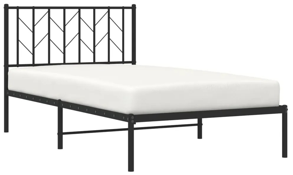 Estrutura de cama com cabeceira 100x190 cm metal preto