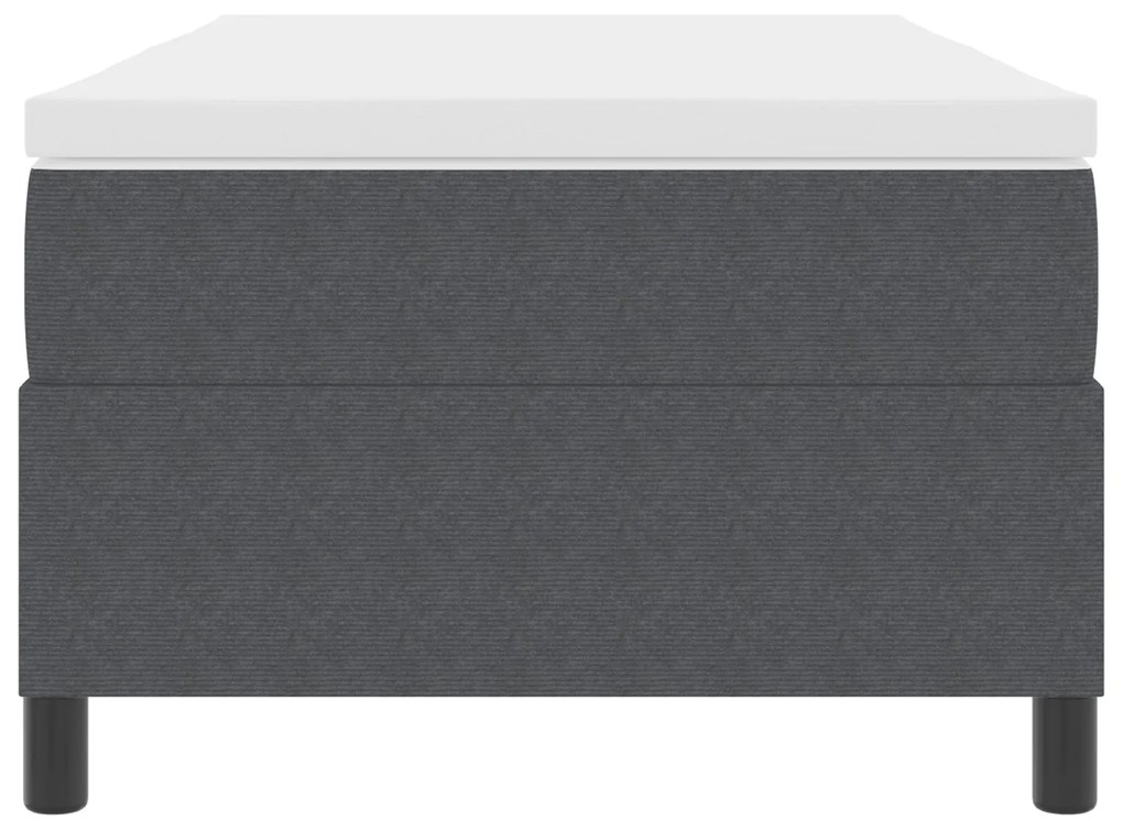 Cama Box com Colchão Cinza Escuro 80x200 cm Tecido de Veludo Cotelê